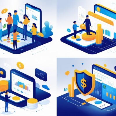 An illustration showing four panels explaining why online services are free: users generating data, targeted advertisements, brand partnerships, and value exchange with privacy trade-offs.